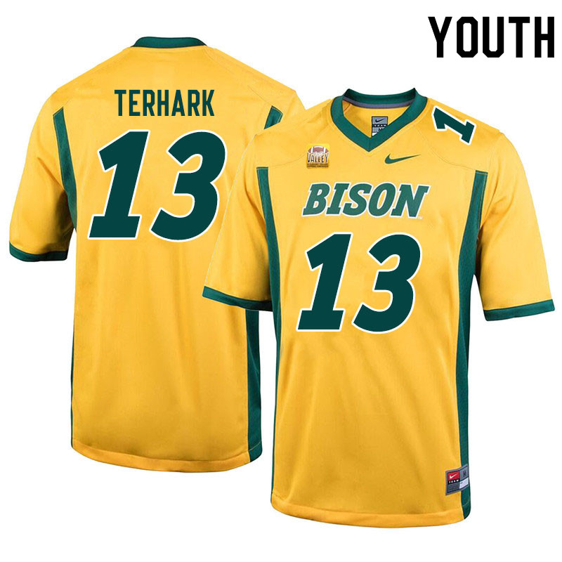 Youth #13 Tyler Terhark North Dakota State Bison College Football Jerseys Sale-Yellow - Click Image to Close